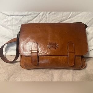Vintage Bonia Brown Leather Satchel / Saddle Bag